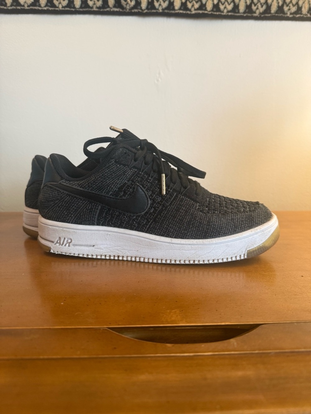 Nike Black Knit Low-Top Sneakers with White Midsole